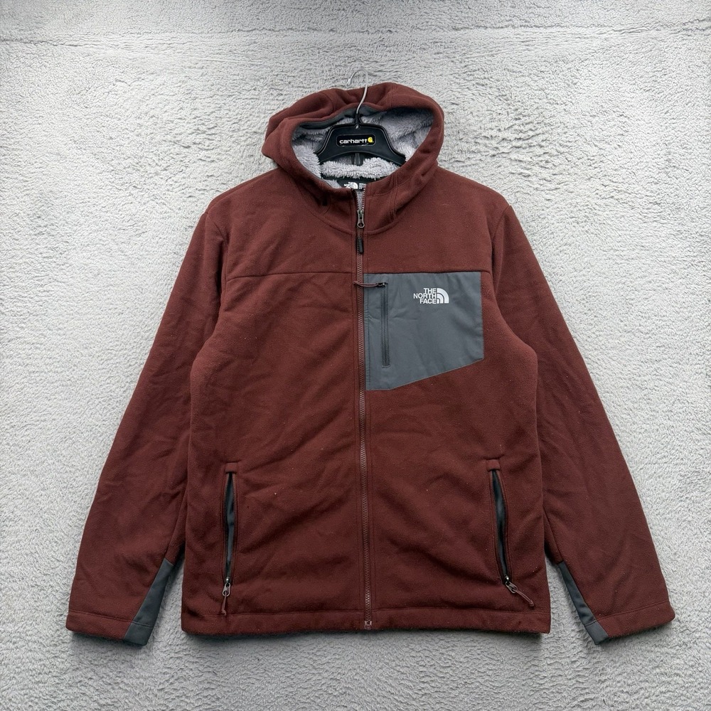North Face Hoodie Fleece Lined Full Zip Hoodie Large Gray Outdoors Preppy Mens